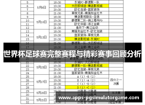 世界杯足球赛完整赛程与精彩赛事回顾分析